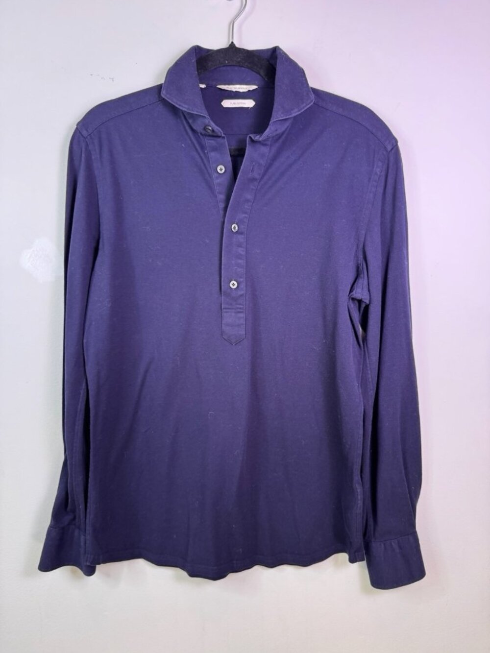 Suitsupply Polo Shirt Mens 39/40 15 1/2 15 3/4 Extra Slim Fit Pure Cotton Navy